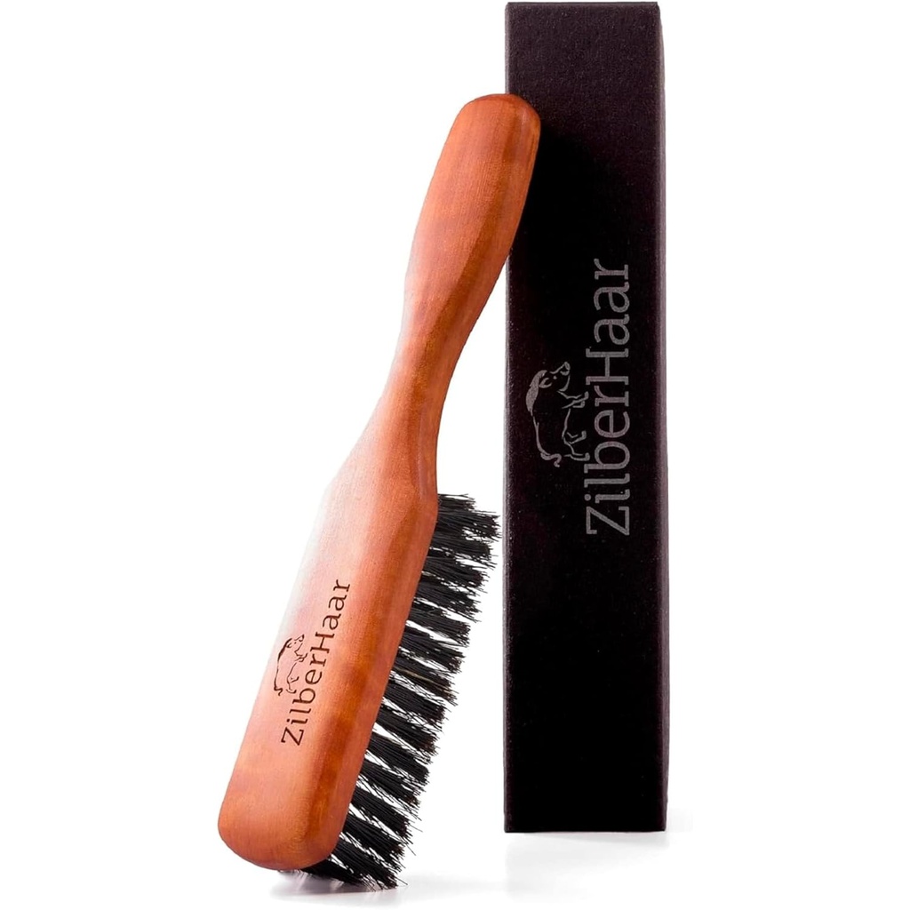 Brush Beard di ZilberHaar - Stiff Boar Bristles for Men's Grooming - Raddrizza e promuove la crescita - funziona con l'olio del cuscinetto e Balm - per i kit del cuscinetto - 6 pollici lunghi