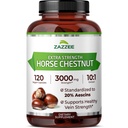 Zazzee Extra Forza Cavallo Chestnut 10:1 estratto, 3000 mg di resistenza, 20% di aescina, 4 mesi di alimentazione, 120 capsule vegane, concentrato e standardizzato 10X estratto, All-Natural, Non-OGM, Made in the USA