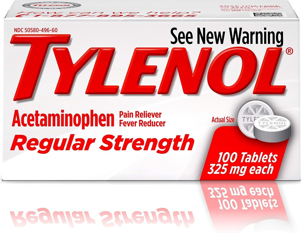 Tylenol Reg Strngth 100's Size 100ct Tylenol 325 Mg regolare resistenza dolore