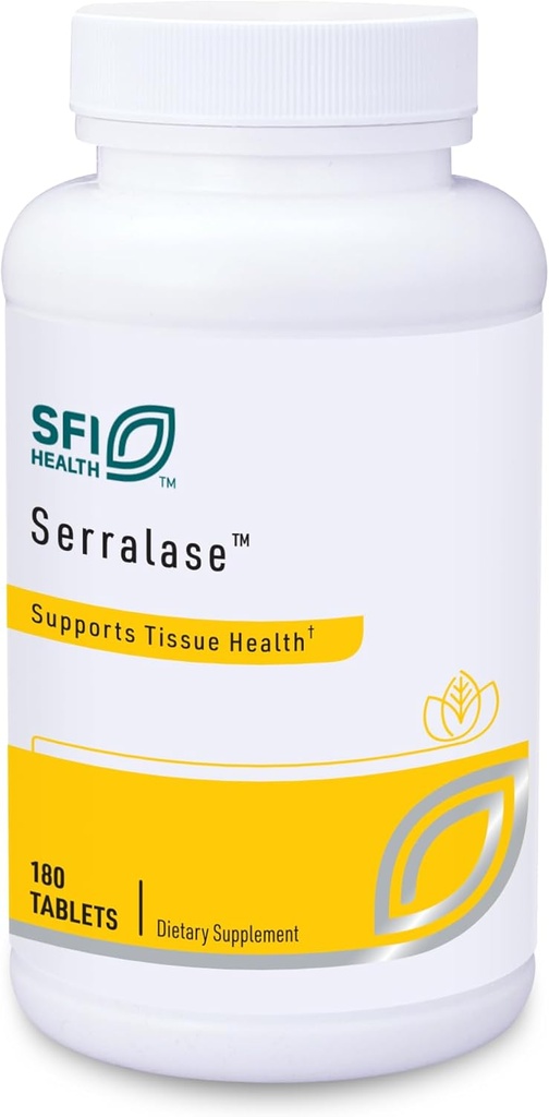 Klaire Labs SFI Health Serralase - Vegetariano Proteolytic Enzyme Blend con Serratia Peptidase & Bromelain per la digestione, Sourced da Papaya & Anaapple, Hypoallergenic (180 compresse rivestite enteriche)