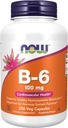 NOW Integratori alimentari, Vitamina B-6 (Pyridoxine HCl) 100 mg, Salute cardiovascolare, 250 capsule di Veg