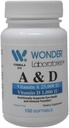 Wonder Laboratoris Vitamina a 25.000 UI da Cod Liver Fish Oil + Vitamina D3 1.000 IU