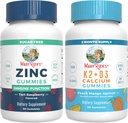 MaryRuth Organics Zinc (Tart Raspberry) & Vitamin K2+D3 Calcium Gummies (Peach Mango & Apricot) | Clean Label Project Verified® | Vitamine per Immunità & Joint and Bone Health | Vegan, Non OGM