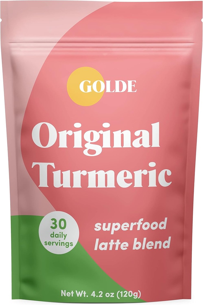 GOLDE - Superfood Latte Blend - Original Turmeric - Plant-Based w/Coconut, & Ginger - Vegan, Keto, Sugar-Free - 30 Serve