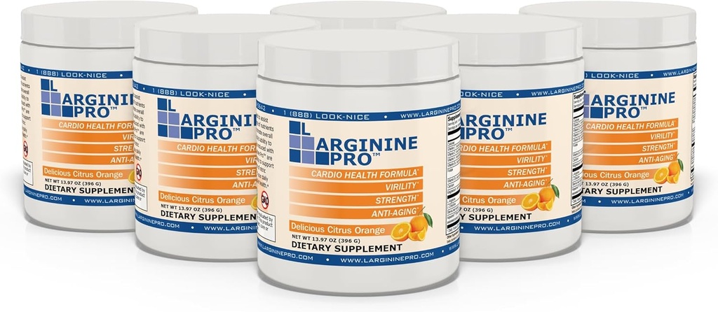 L-ARGININE PRO | 5.500mg L-Arginina Plus L-Citrullina 1,100mg Orange Powder Drink Mix Supplemento per la produzione di ossigeno nitrico