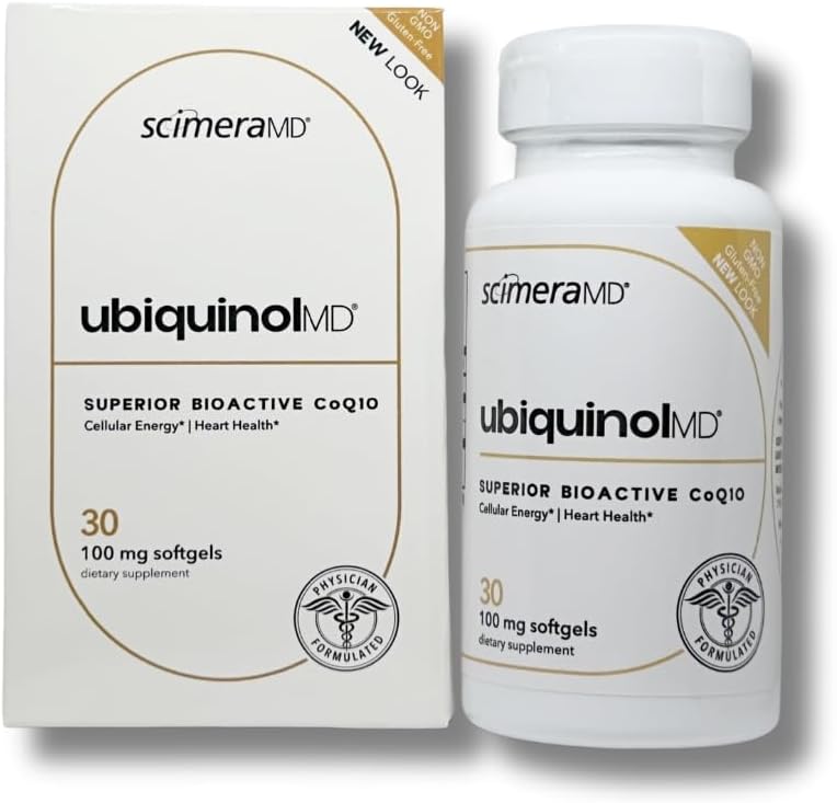 ScimeraMD® Ubiquinol Coenzyme Q10 Kaneka QH Antiossidante supplemento per la salute del cuore e la produzione di energia cellulare, 30 CT