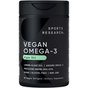 Ricerca sportiva Vegan Omega-3 Fish Oil Alternative da Olio Algae - Livelli più alti di Vegan DHA & EPA acidi grassi | Non-GMO Testato & Vegan Certificato - 60 Veggie Softgels (Carrageenan Free)