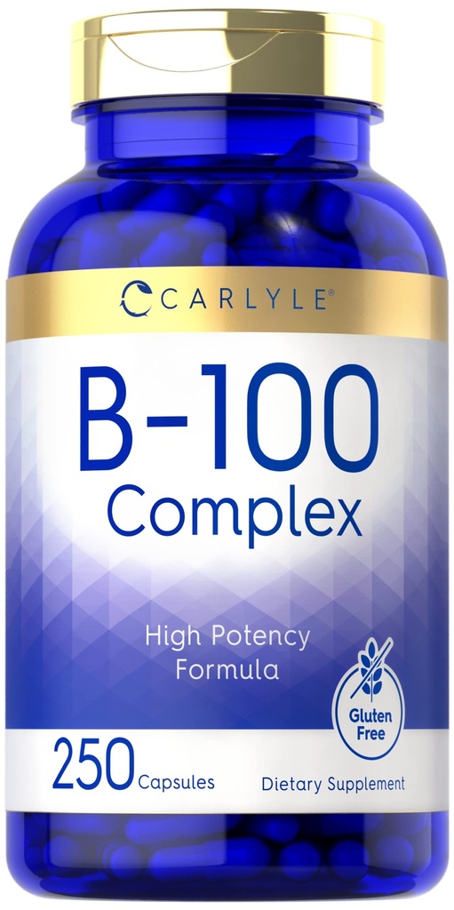Carlyle B-100 Complex Vitamina | 250 capsule | Non OGM, Gluten Free Supplement