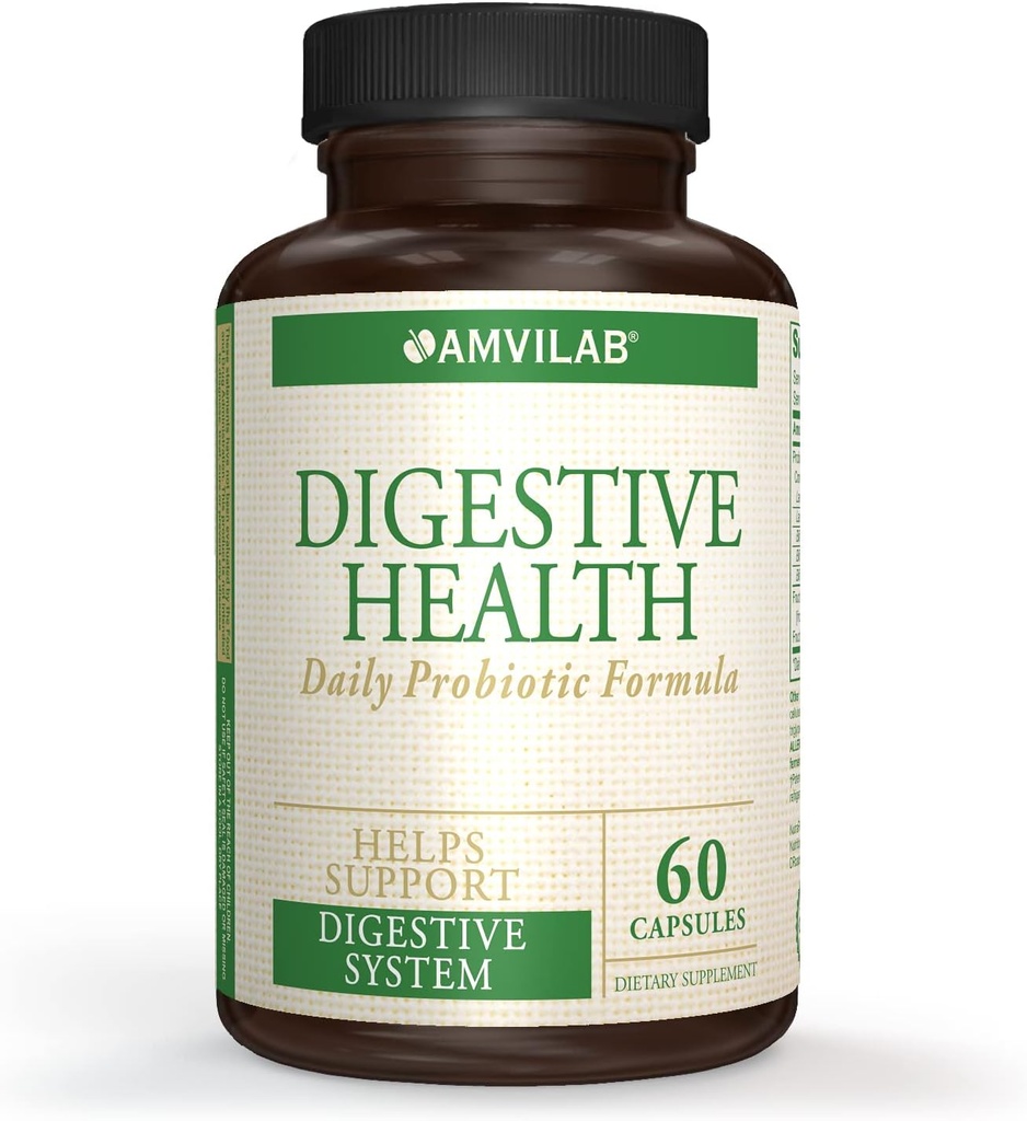 Supplemento di salute digestivo, Probiotico 7 miliardi di CFU per capsula, 5 Strains essenziali Compreso Lactobacillus GG. Supporta la salute intestinale e immune. 60 capsule