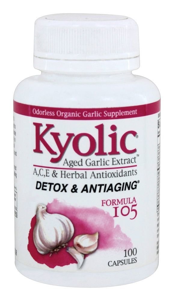 Estratto di aglio Kyolic Aged Formula 105, Detox e Anti-Aging, 100 capsule (Packaging May Vary)