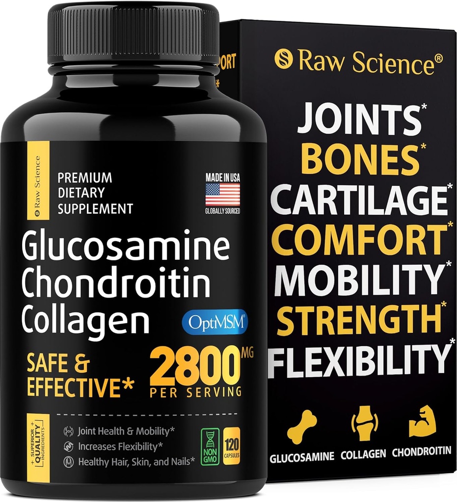 Glucosamina Chondroitin MSM Capsule - Supporto Congiunto Supplemento per Adulti, 2800 mg Triple Strength Vitamine: Glucosamina HCL, Condroitin Sulfate con OptiMSM - Riduce Joint Discomfort, 120 Capsule