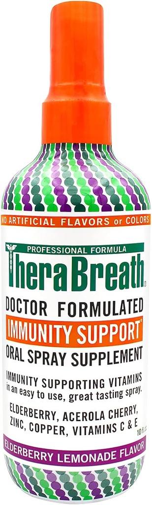 TheraBreath Immunity Support Doctor Formulated Oral Spray Supplement, Elderberry Lemonade, 10 oncia