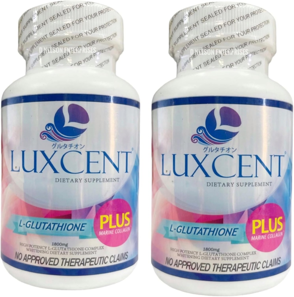 Generico 2 Bottiglie Luxcent Glutathione Plus Capsule 1800mg, 60 Count