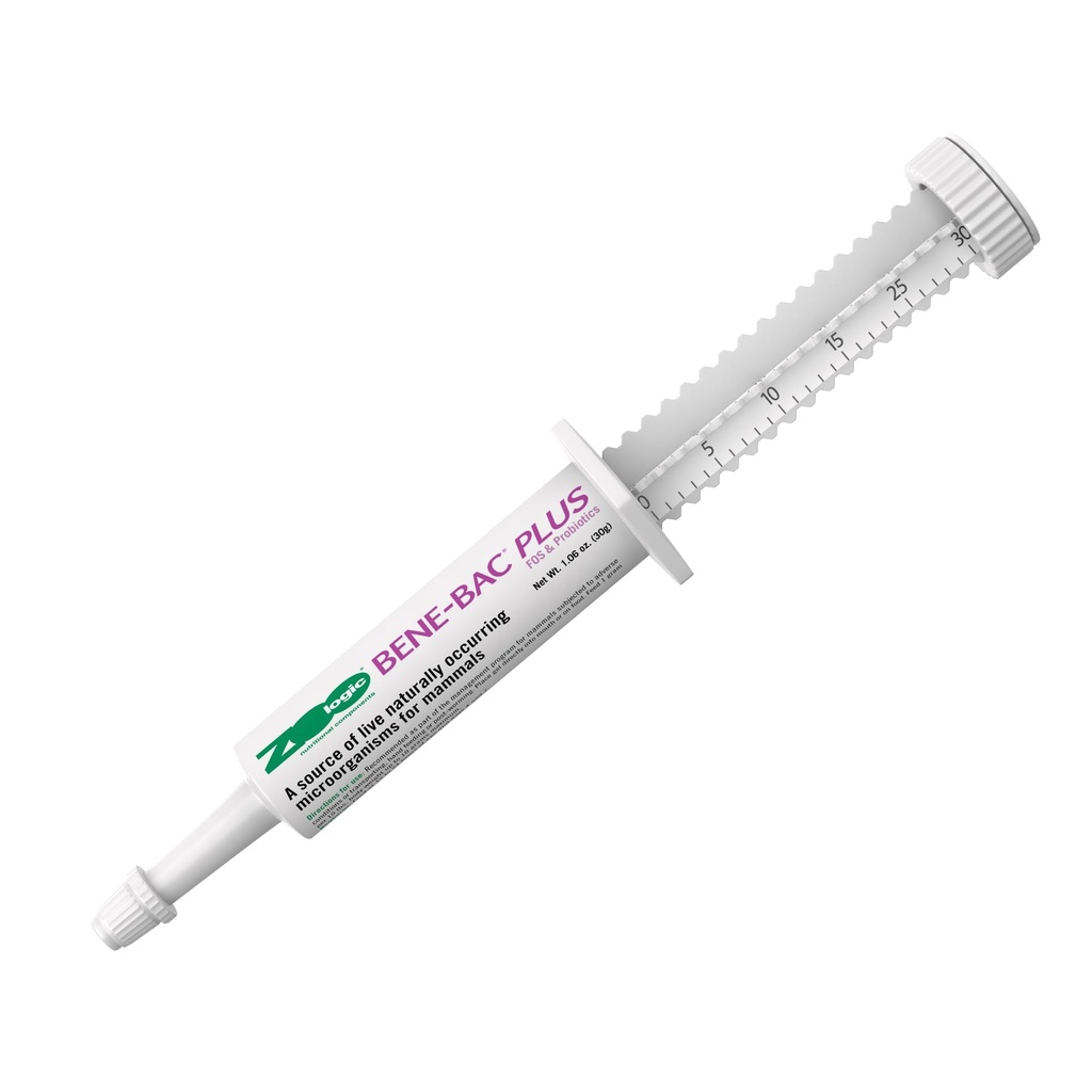 Pet-Ag Zoologic Bene-Bac Plus Mammal Gel - 30 gm Syringe - FOS & Probiotics per cani, gatti, esotici e mammiferi selvatici