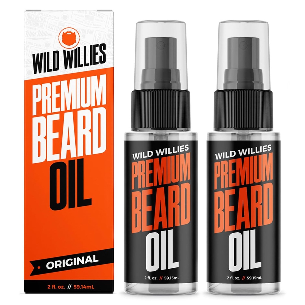Wild Willies Beard olio per gli uomini - ingredienti naturali Promuove il condizionamento profondo - Rimuove Itch & Dandruff - Trattamento di ammorbidimento profondo - Best Beard Oil & Conditioner - 2 Fl Oz, (Pack of 2)
