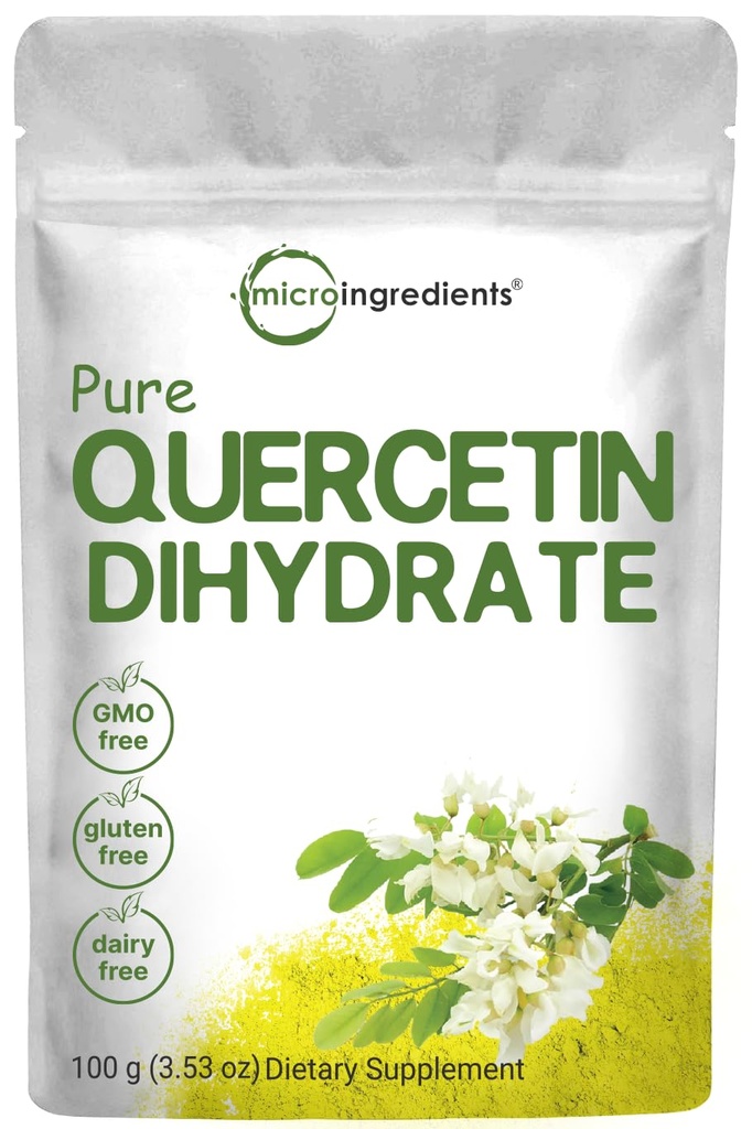 Polvere di diidrato di Quercetina pura, Quercetin 500mg Per Serving, 100 Grammi, La maggior parte del grado e del filler biodisponibile libero, potente antiossidante Supporta energia, sistema immunitario , nessun OGM e Vegan