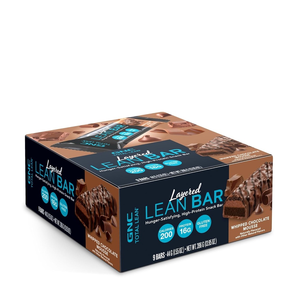 GNC Total Lean Layered Lean Bar|Hunger Satisfying - High Protein Snack Bar | Whipped Chocolate Mousse - 9 Bar