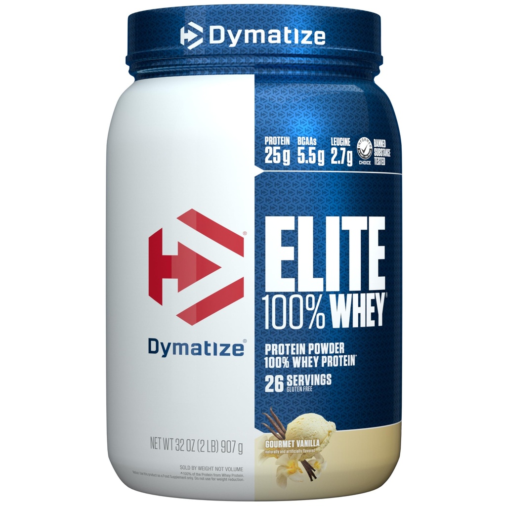 Dymatize Elite 100% Whey Protein Powder, L-Leucina, Assorbimento rapido e digestione rapida per il recupero ottimale del muscolo, Gourmet Vanilla, 32 Oz