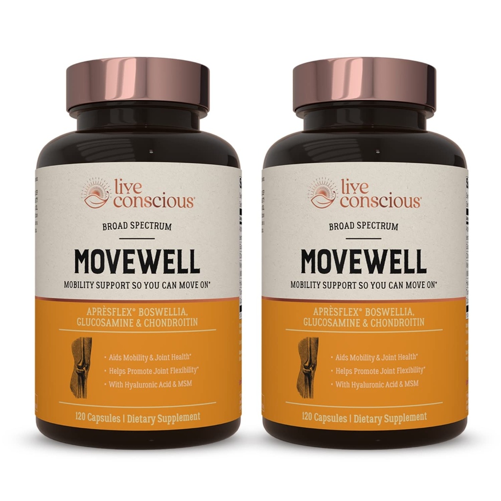 MoveWell di Glucosamina Consapevole Condroitina con MSM, Acido Ialuronico e Più | Integratore di Salute Congiunto (2-Pack)