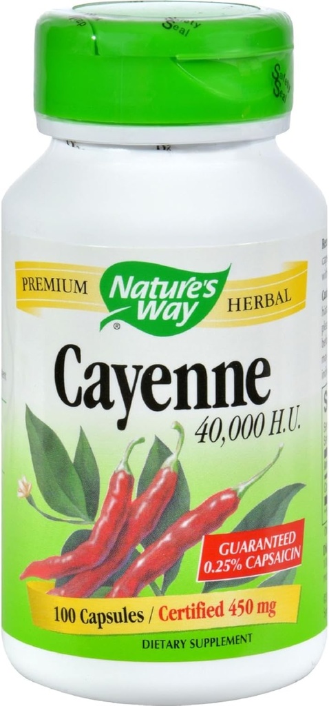 Via della natura Cayenne e pepe 450 Mg Capsule, 100 Conte