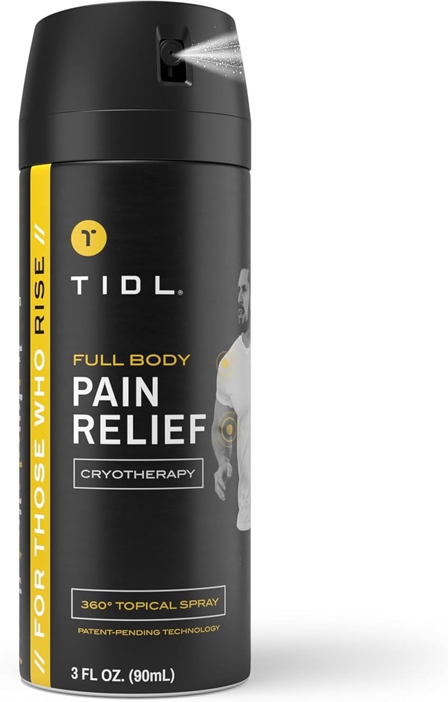 TIDL Cryotherapy Pain Relief Spray, 3 Oz, Destinato Neck Pain, Joint & Muscle Pain Relief, Mentolo organico, piantato, Raffreddamento istantaneo per artrite, Schiena & Ginocchio