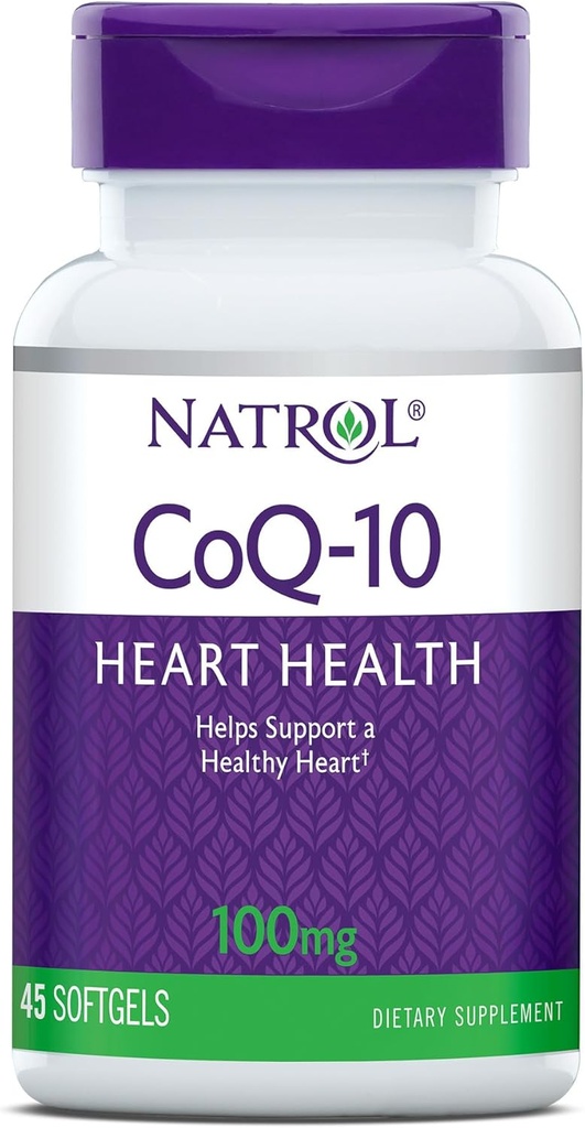 Natrol, CoQ-10 Softgels, supplemento dietetico di salute del cuore, 100 mg, 45 conte