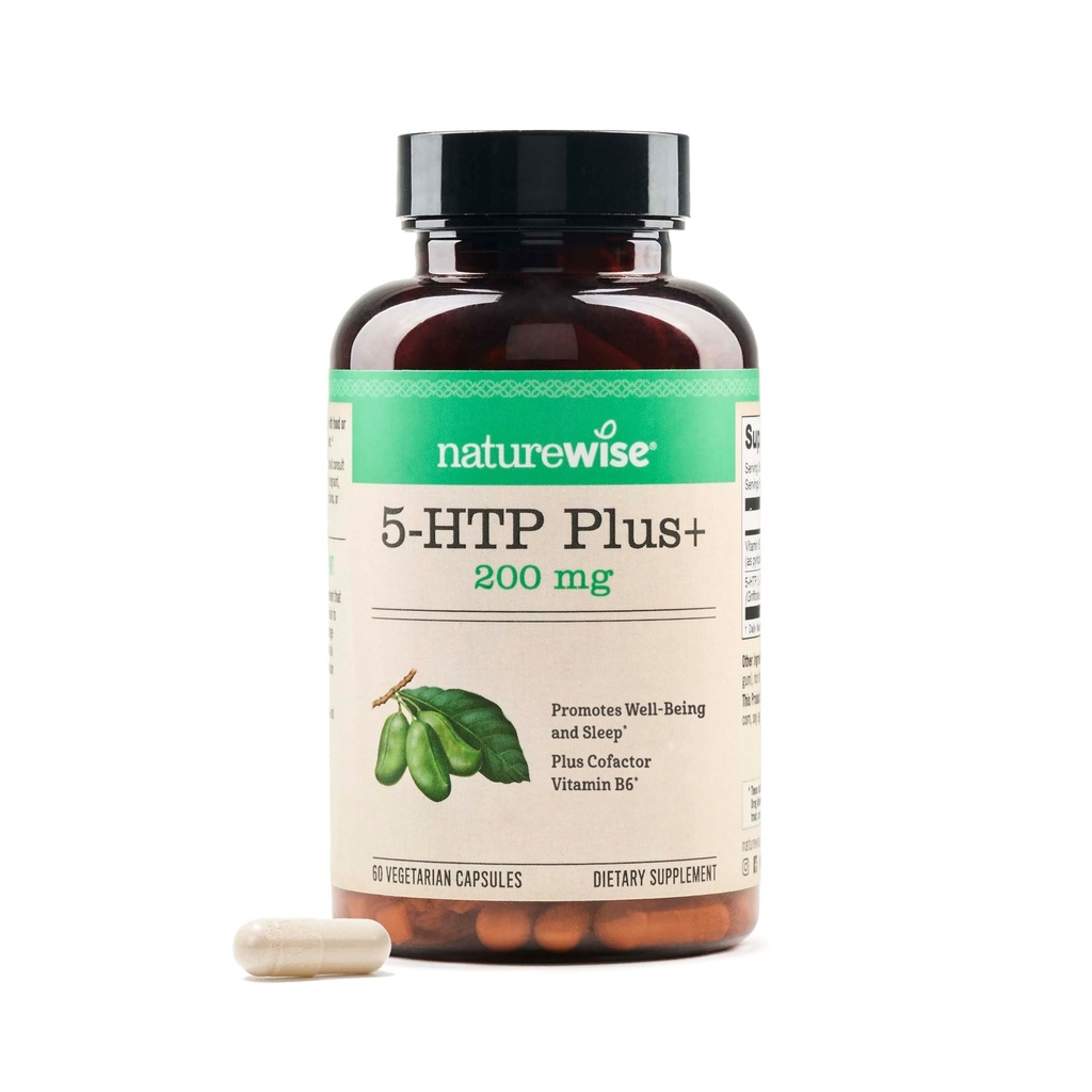 NatureWise 5-HTP 200mg Integratore della Griffonia Seeds con Vitamina B6 Cofattore - Sostegno al Mood e Sostegno al Sonno Naturale per Adulti - Delayed-Release, Vegan - 60 Count[2-Month Supply]