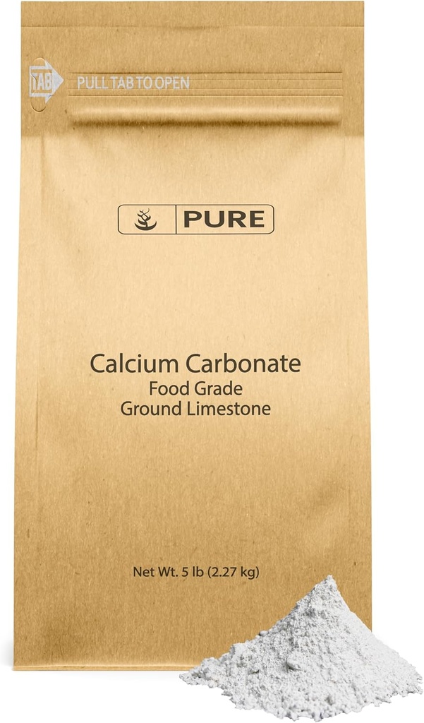Carbonato di calcio puro originale (5 lb) Integratore alimentare, Conservazione alimentare, Neutralizzatore acido