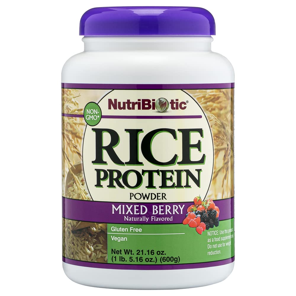 NutriBiotic – Proteina di riso a bacca mista, 1 Lb 5 Oz (600g) | Carbo basso, Keto-Friendly, Vegan, Polvere di proteina cruda | Crescita e trasformata senza prodotti chimici, OGM o glutine | Facile da digerire & Nutriente-Rich
