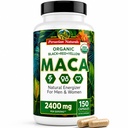 Capsule Maca Radice Organici per Donne & Uomini 2400mg per Serving - 150 Pillole Nero, Rosso, Giallo Maca Supplemento - Gelatinized Macaroot, Non OGM, Vegan by Peruvian Naturals