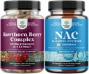 Bundle di alta resistenza Hawthorn Berry Capsule con Leaf & Flower Extract 4:1 per cuore sano e digestione e NAC supplemento N-Acetyl Cysteine 600mg - Glutathione Precursor per fegato Cleanse Detox