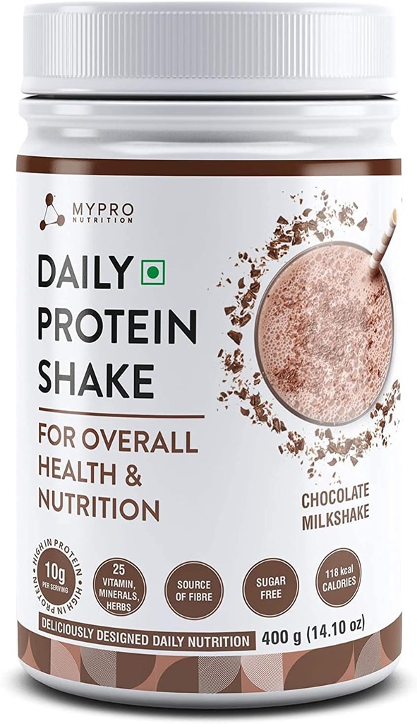 Daily Protein Shake 118 kcal Calorie, 25 Vitamina -Serving -40- per Men & Women Chocolate Milk Shake Flavor per 400Gm