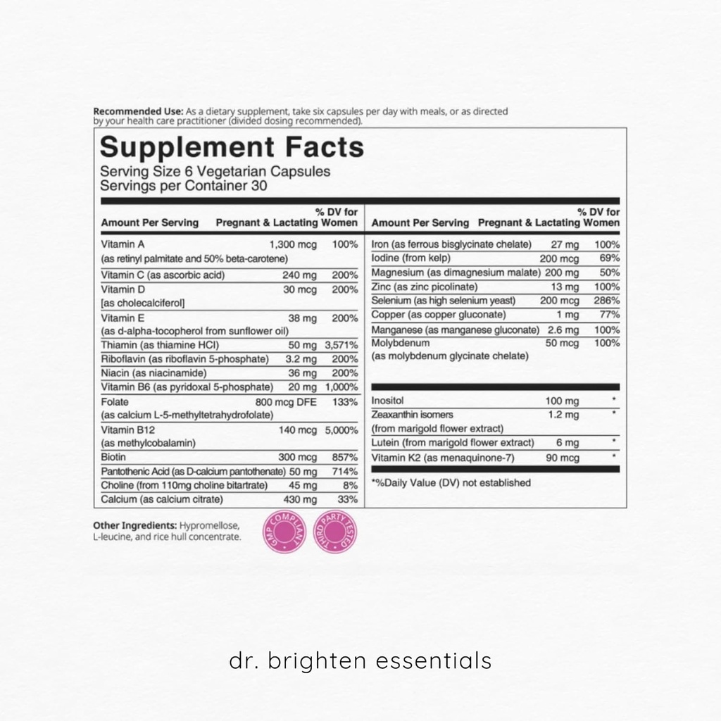 Dr. Brighten Prenatal Plus e il supporto per la gravidanza probiotica delle donne Bundle - Vitamine, Minerali, Probiotici, Prebiotici e Antiossidanti per le madri in gravidanza o infermieristica, Non OGM Vegan, Senza Gluten