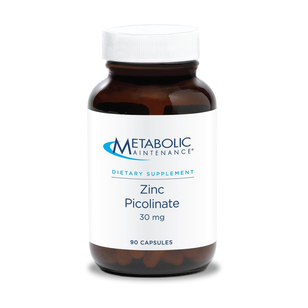 Manutenzione metabolica Zinc Picolinate 30 mg - Supplemento di zinco per gli uomini e le donne con vitamina C, Complesso di supporto minerale puro per la salute immunitaria, 30 mg per capsula - 90 capsule