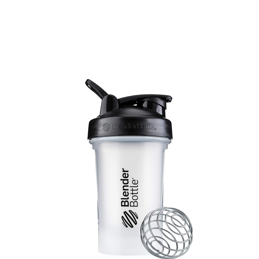 BlenderBottle Classic V2 Shaker Bottiglia perfetta per scuotere proteiche e pre allenamento, 20 once, trasparente/nero