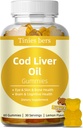 Cod Liver Oil Gummies 1000mg, Sugar Free for Adults & Kids, Omega-3s & Vitamin A&D per cervello, cognitivo, cuore e occhio, Bone Health, senza glutine, non OGM, pectina, 60