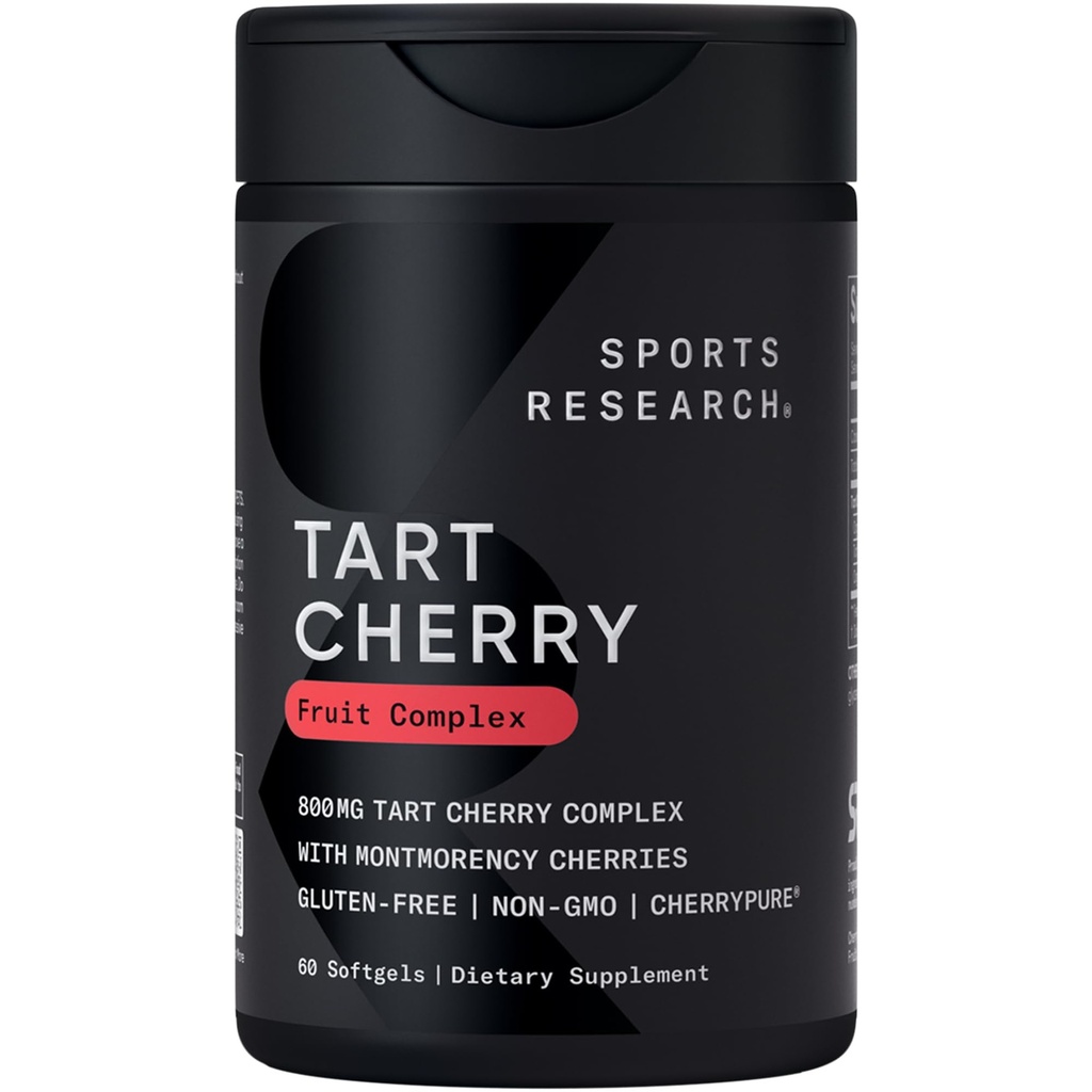 Ricerca sportiva Tart Cherry Capsule - Realizzati con Ciliegie Tart Montmorency - Non-GMO & Gluten Free - 60 Liquid Softgels