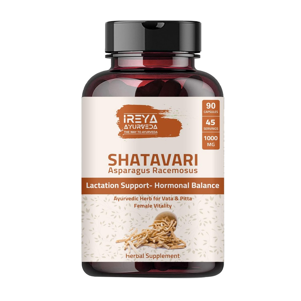 Shatavari capsule (90 capsule) 1000 mg | Supplemento di lattazione per le donne | Integratore di erbe Shatavari organico fatto con polvere di radice di Shatavari