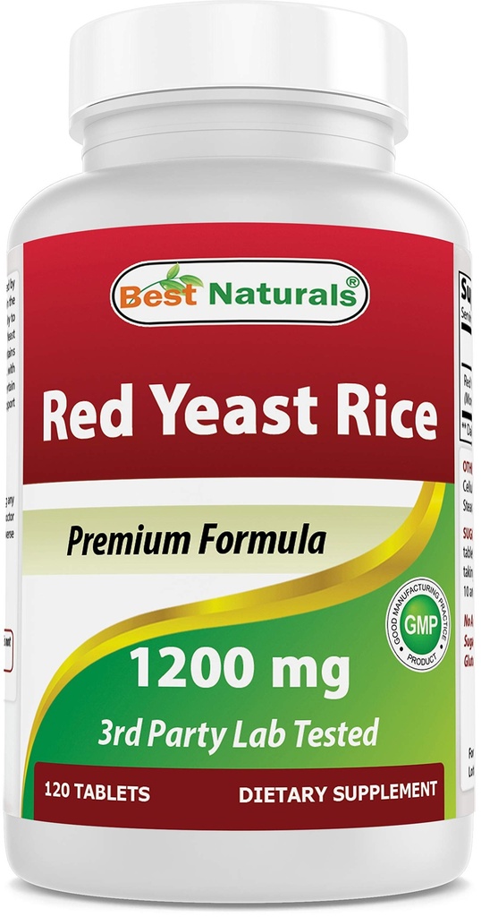 Migliori naturali rosso lievito di riso 1200 mg (non OGM) 120 compresse - non irradiato, citrina gratis