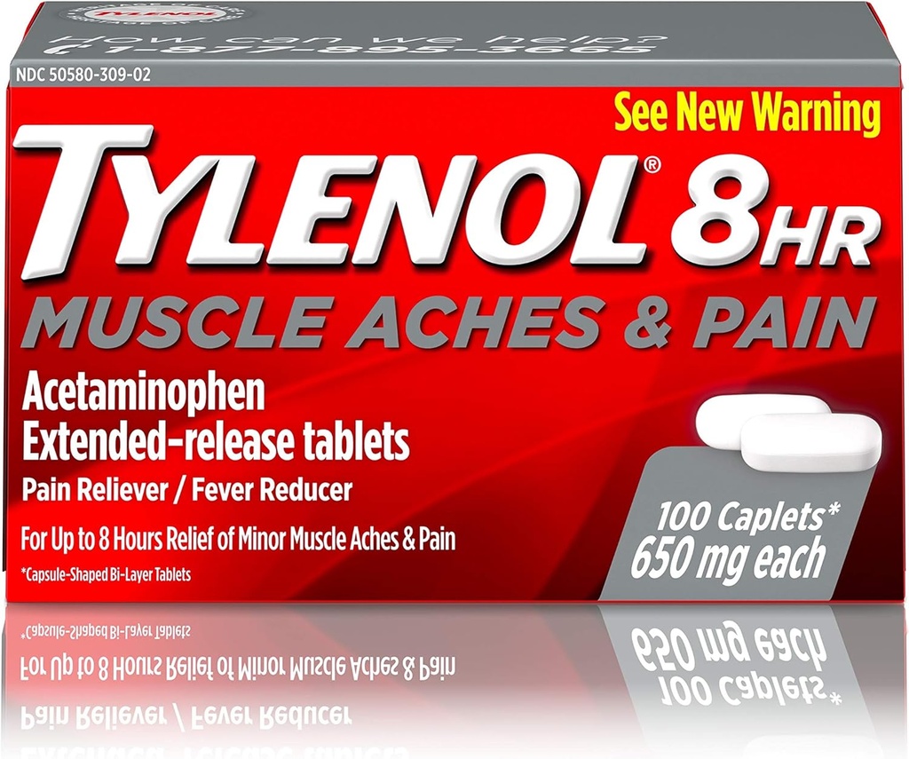 Tylenol 8 ore di dolori muscolari & dolore acetaminofene compresse per il muscolo & Joint Pain, 100 ct
