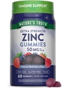 Verità della natura Zinc Gummies per Adulti | 50 mg | 60 Count | Vegan, Non-GMO & Gluten Free Extra Strength Supplement | Misto Berry Flavor