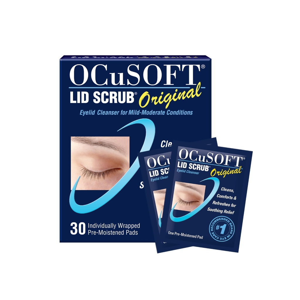 OCuSOFT Lid Scrub Original Eyelid Cleanser - Pre-Moistened Eyelid Wipes per le condizioni da lieve a moderata - Pulitore Eyelid per pulire, Comfort & Soothe Irritated Eyelids - 30 Count
