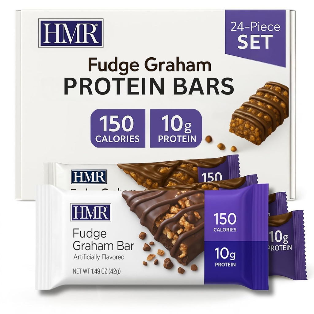 HMR Fudge Graham Protein Bar | Nutritious Snack per supportare la manutenzione del peso | Low Calorie Dessert | 10g di Protein | 24 Count
