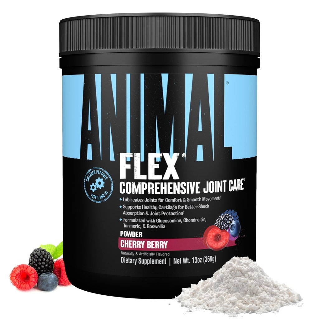Animal Flex Powder - Integratore di supporto congiunto per il sollievo dal dolore, la riparazione e il ripristino dei muscoli con Turmerico, Glucosamina, Condroitina, MSM, Collagene e Boswellia, Grande gusto di ciliegia, 30 Scoops