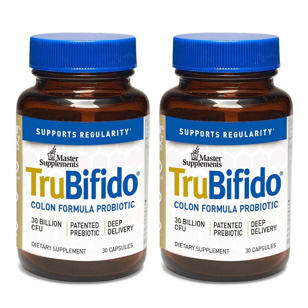 TruBifido - 30 capsule, Confezione da 2 - Potente Probiotico per la salute e l'energia del colon - Booster immunitario, Supporti Regolarità - Gluten Free - 60 Total Servings