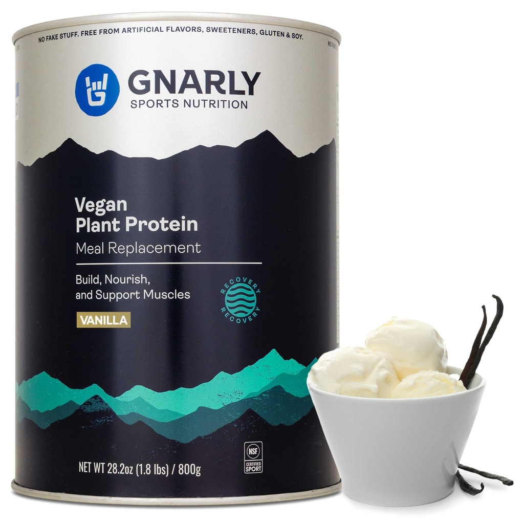 Gnarly Nutrition Vegan Plant Protein – Vanilla Vegan Protein Powder, NSF Sport Certified – Meal Sostituzione, Daily Nutritiional Boost – Lactose Free Powder – Vanilla, 28.2 oz