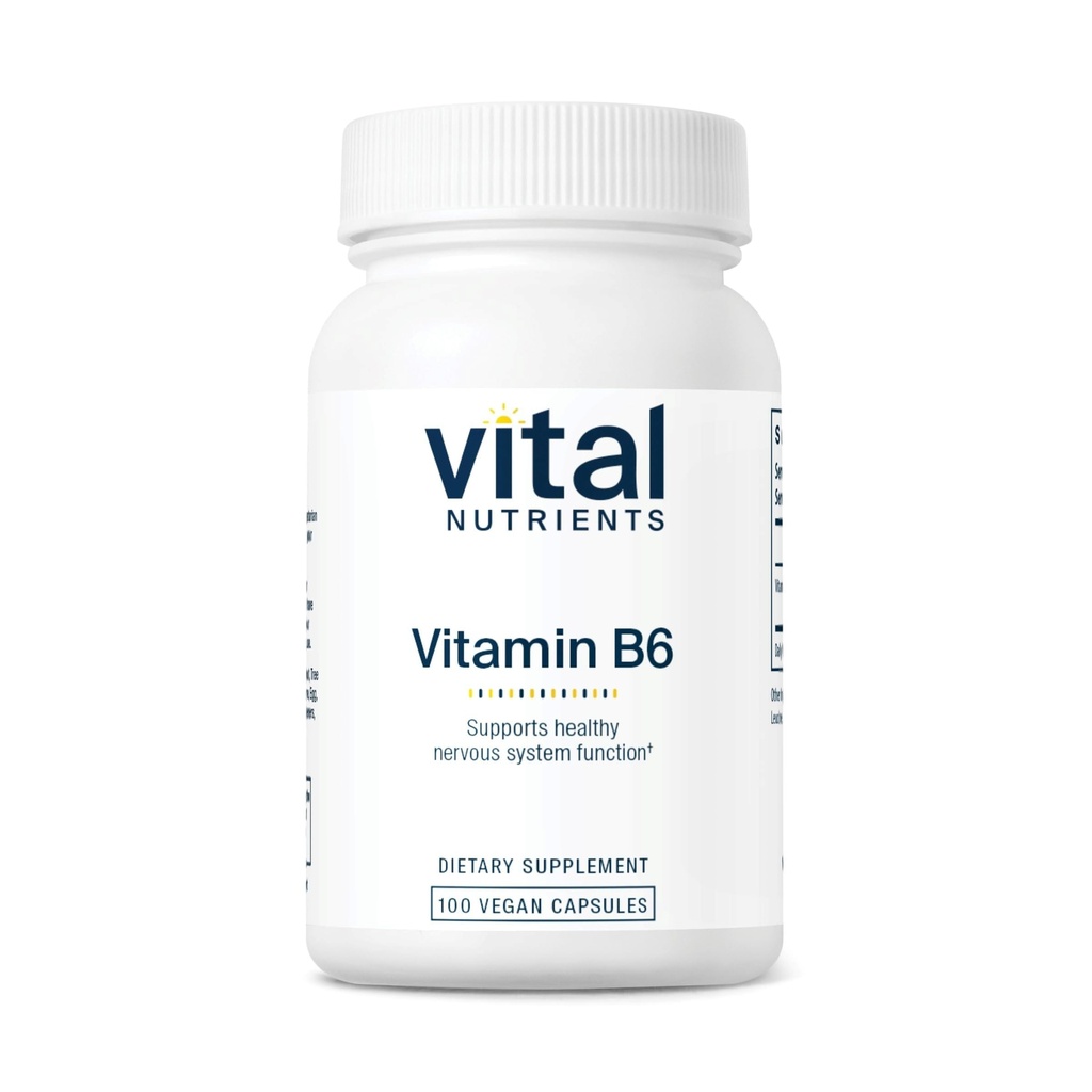 Vitamina B6 | Vitamine B6 etilate vegane B6 per il sistema nervoso, il muscolo, la salute di ossa* | Vitamina ad alta potenza B6 per Discomfort mestruale * | Gluten, latticini, soia Free | 100 capsule