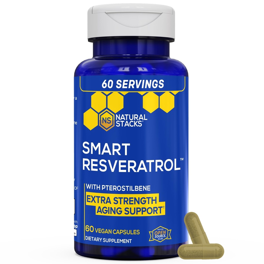 Integratore Resveratrolo - 250 mg Trans-Resveratrolo & 10mg Trans-Pterostilbene - Antiossidanti Supplemento con 200 mg di Estratto di Vino Rosso - Supporto Extra Resistenza all'invecchiamento - 60 capsule nocive giapponesi