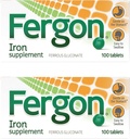Tavole di supplemento di ferro ad alta potenza Fergon, 100 conte, confezione da 2
