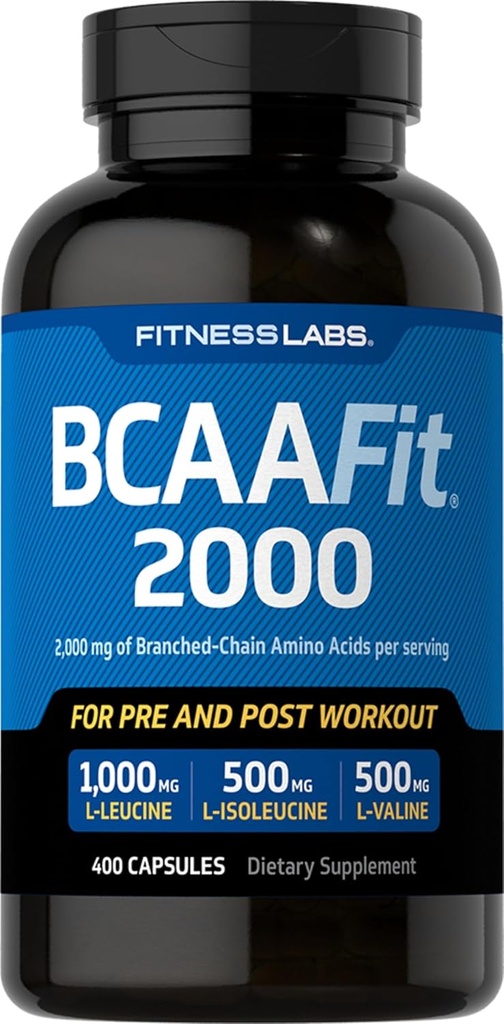Fitness Labs BCAAFit 2000 - Aminoacidi a catena ramificata per la crescita muscolare e il recupero* (400 capsule)